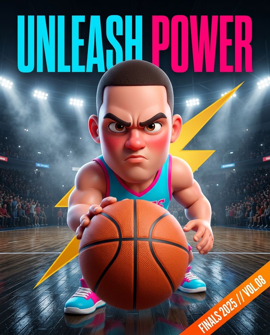Fierce 3D Cartoon Basketball Finals Poster